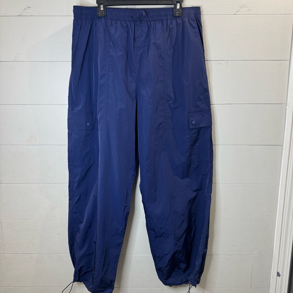 Victoria's Secret Pink NWT Satin Parachute Cargo Pants Navy Size XL